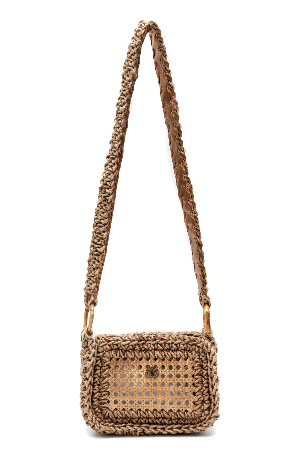 MINI BOLSA CROCHÊ SISAL PALHA INDIANA METALIZADA OURO