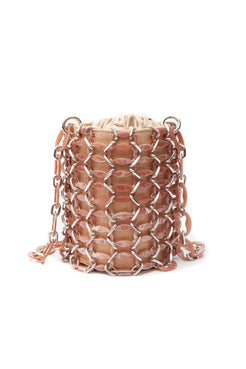 BOLSA BUCKET LARA PALHA ELOS RESINA NUDE