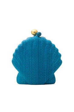 Bolsa clutch concha ráfia azul