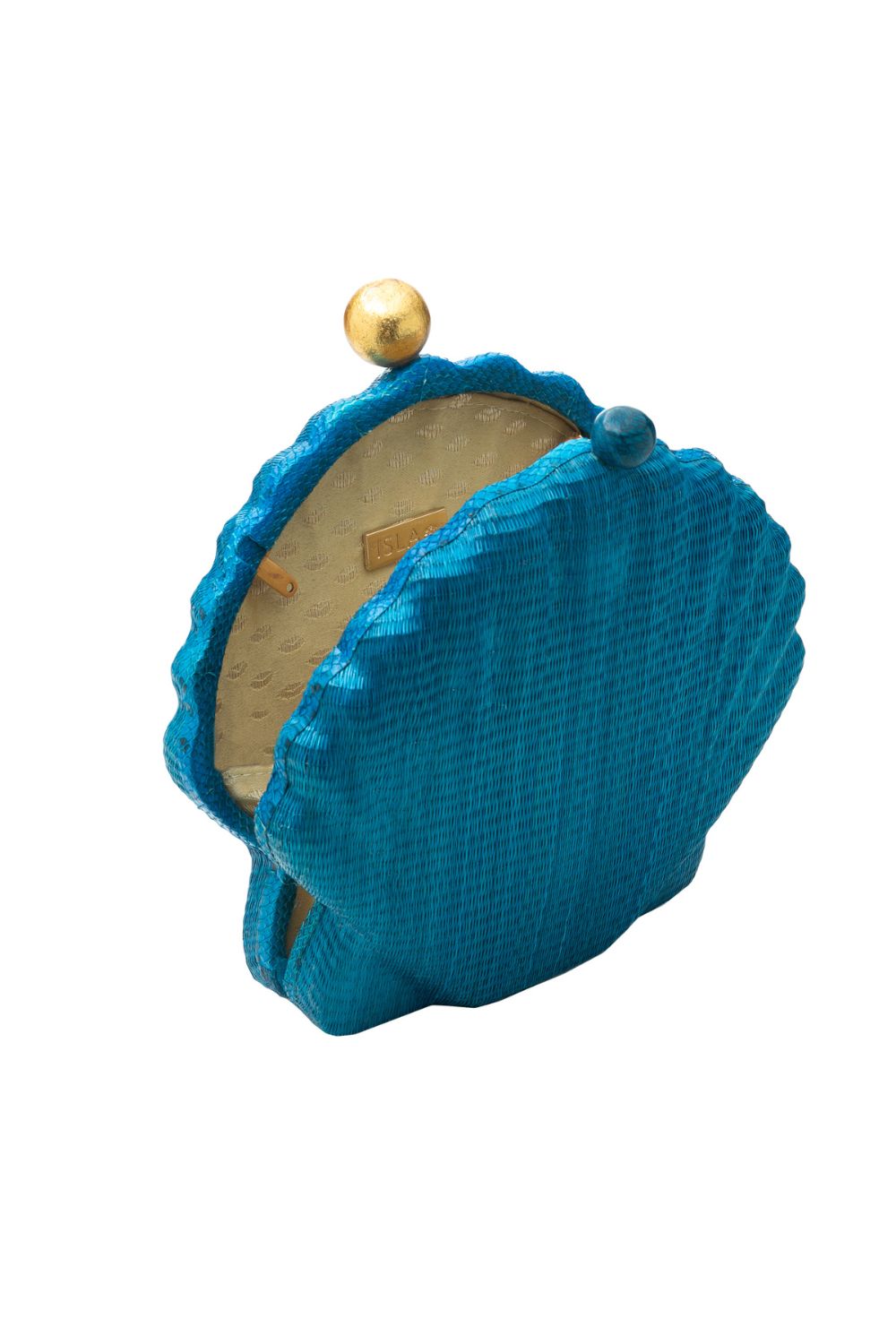 Bolsa clutch concha ráfia azul