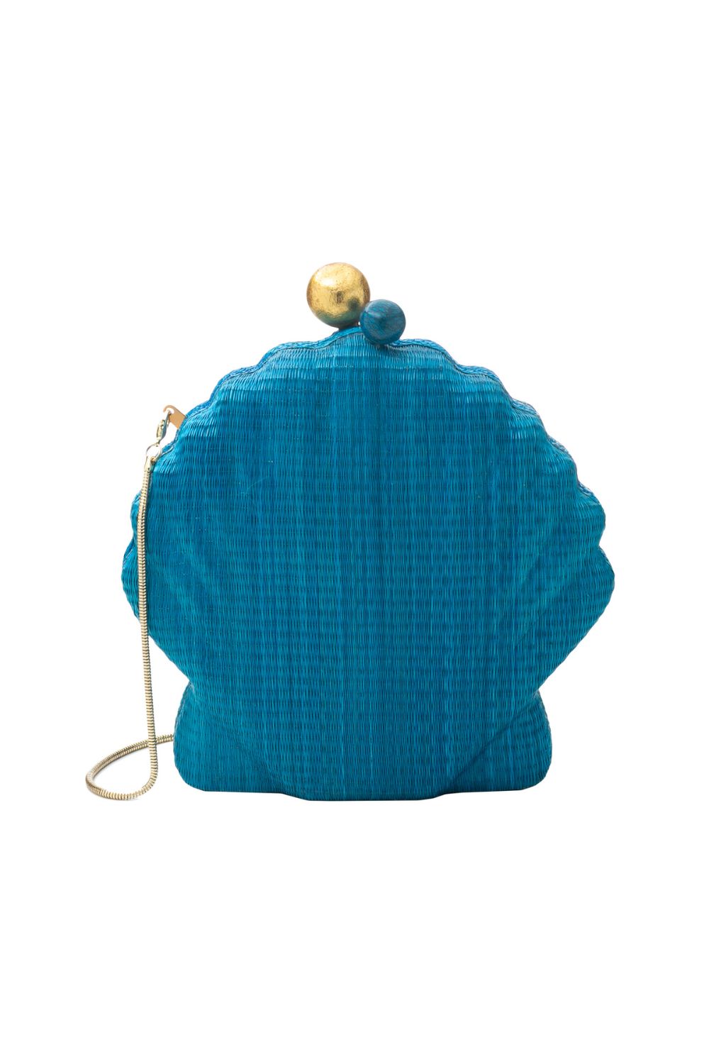 Bolsa clutch concha ráfia azul