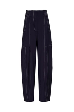 CALÇA PESPONTOS CÓS ALTO MARINHO