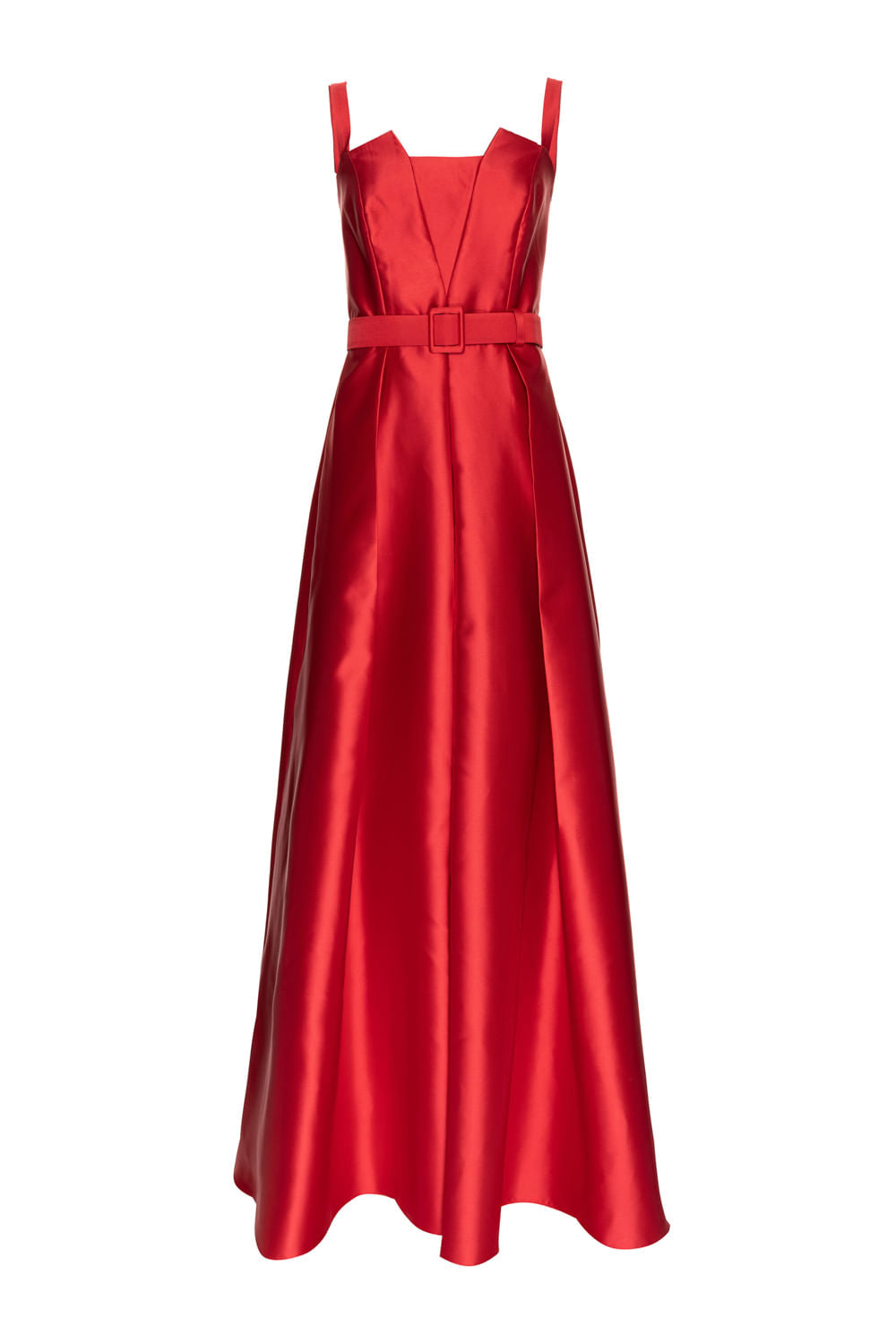 VESTIDO LONGO RECORTE DECOTE - AP03 VERMELHO