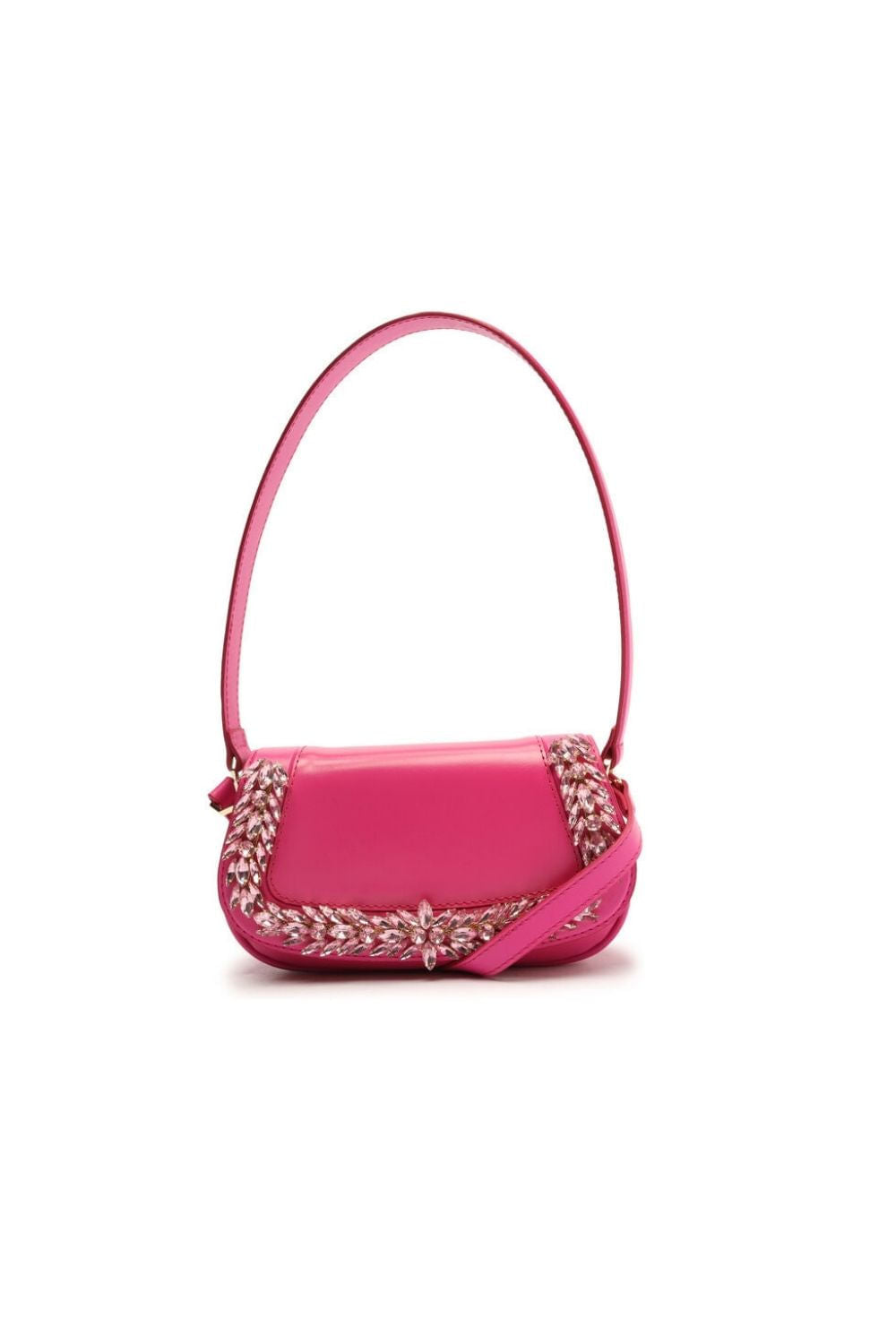 BOLSA TIRACOLO COURO CRISTAL PEQUENA PINK