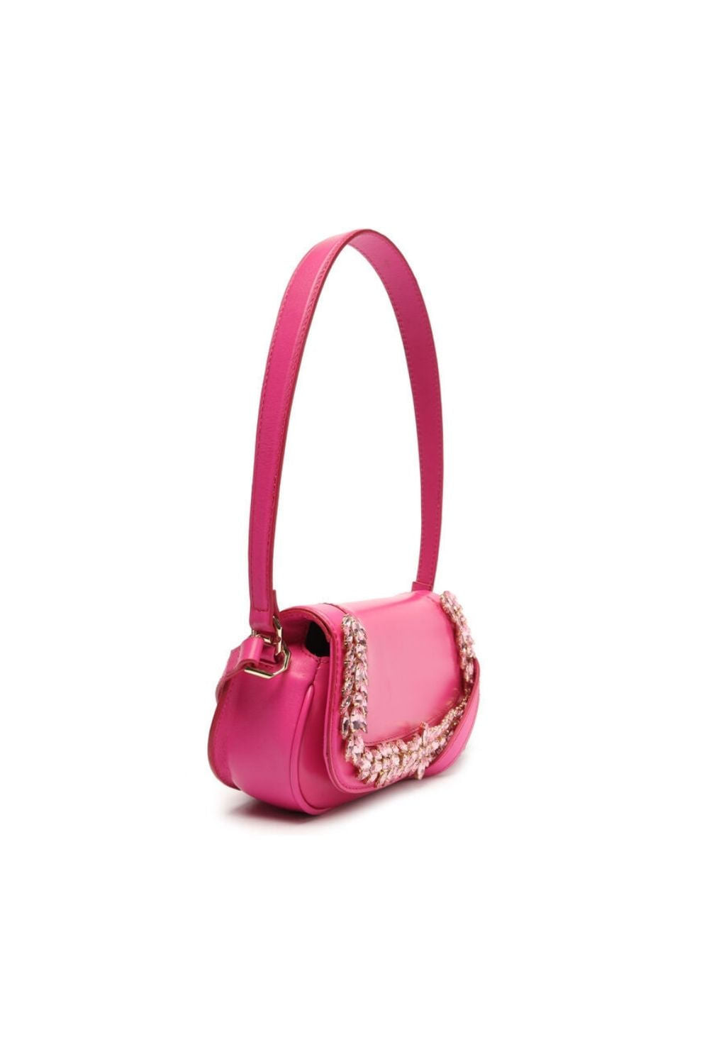 BOLSA TIRACOLO COURO CRISTAL PEQUENA PINK