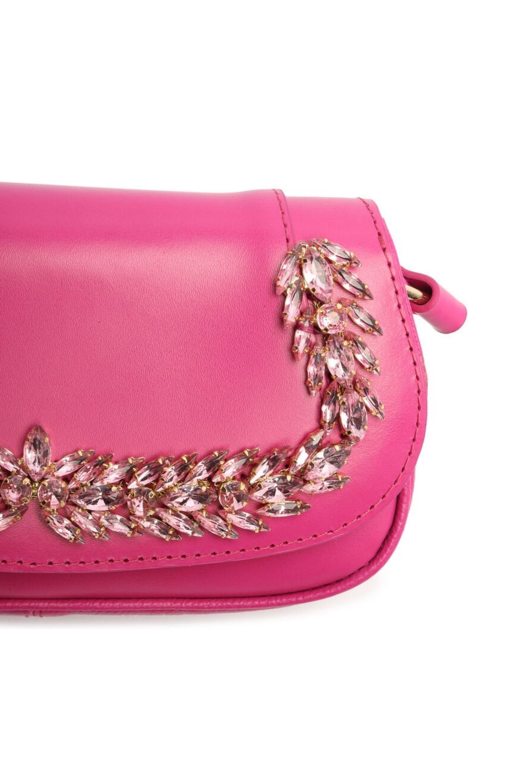 BOLSA TIRACOLO COURO CRISTAL PEQUENA PINK