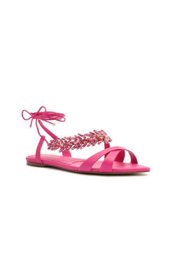 SANDÁLIA RASTEIRA COURO AMARRAÇÃO PINK