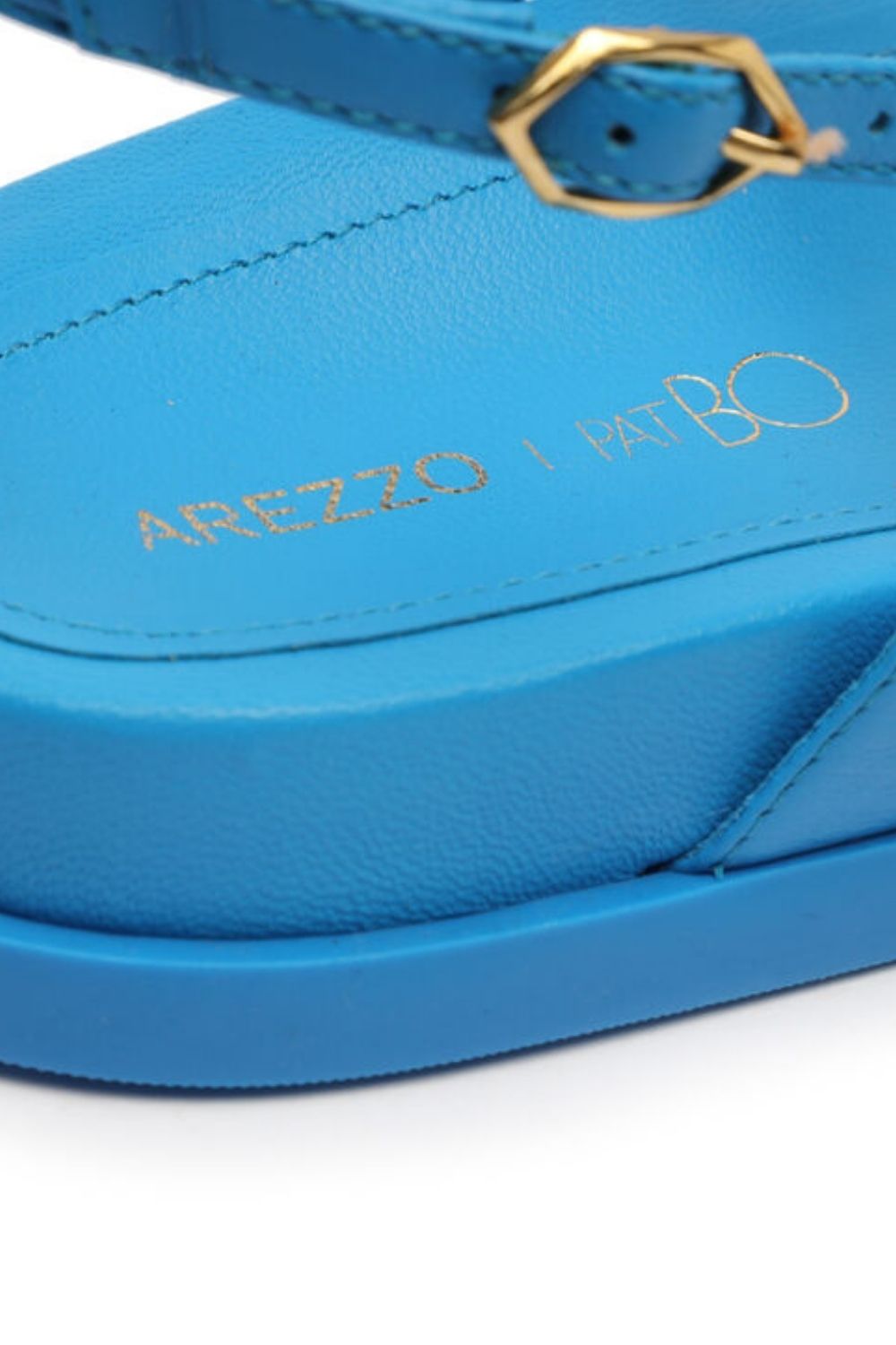 SANDÁLIA PAPETE COURO PEDRARIA AZUL