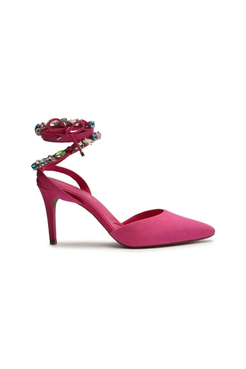 SCARPIN NOBUCK BICO FINO AMARRAÇÃO PINK