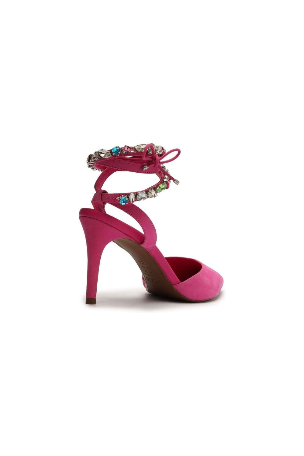 SCARPIN NOBUCK BICO FINO AMARRAÇÃO PINK