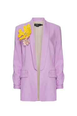 Blazer flor linho balneário lilas