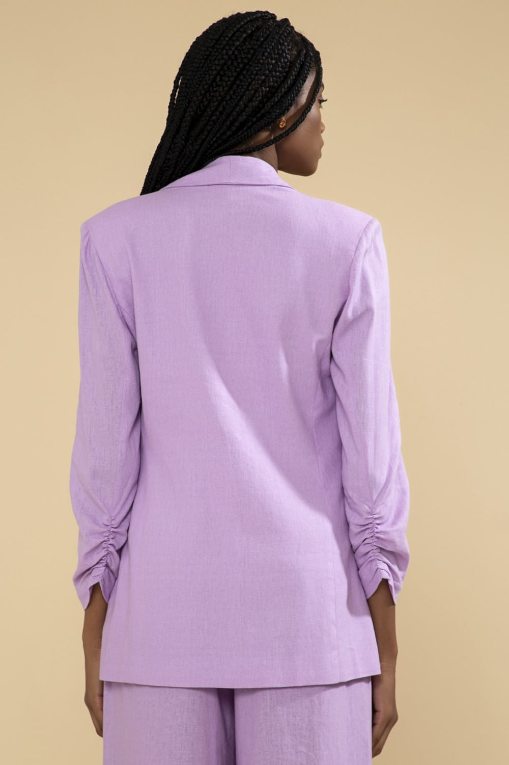 Blazer flor linho balneário lilas