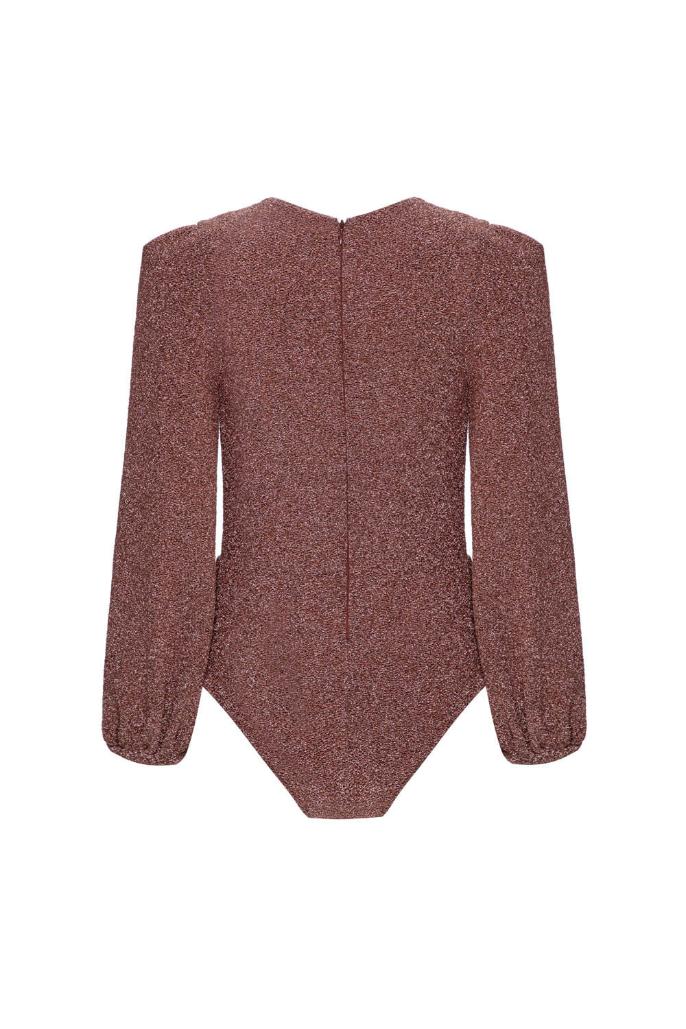 BODY MANGA LONGA LUREX BARDOT COBRE