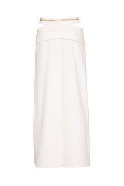 CALÇA AMPLA CORRENTE CREPE CHAIN OFF WHITE