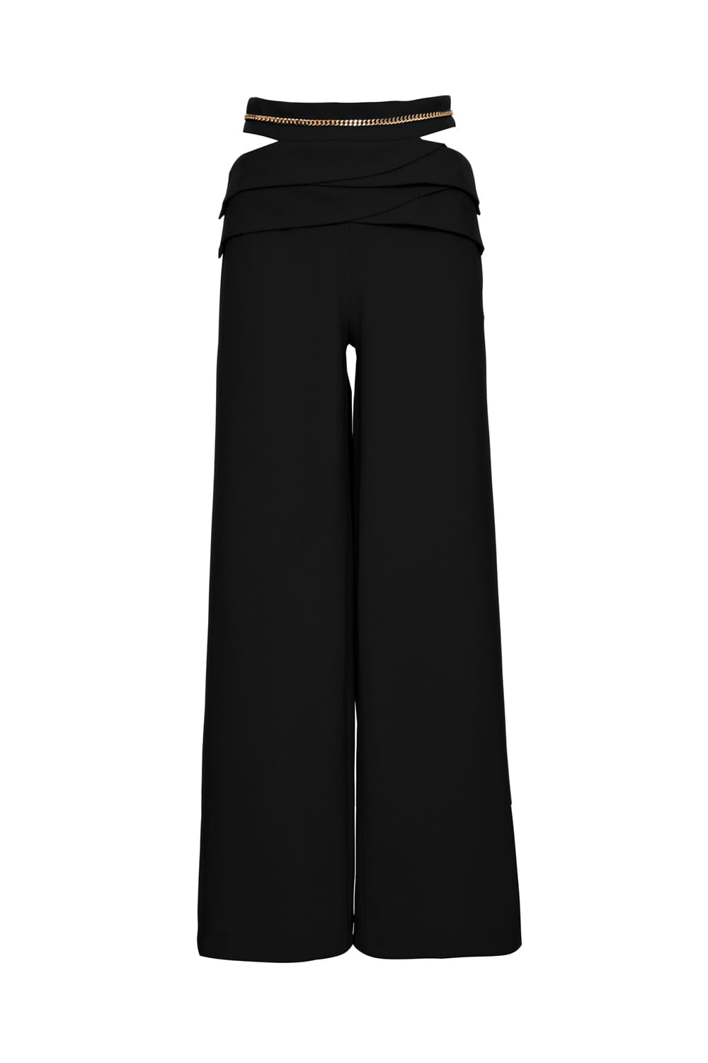 CALÇA AMPLA CORRENTE CREPE CHAIN PRETO