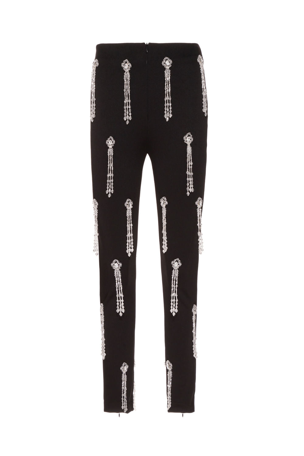 CALÇA SLIM BORDADA CREPE CRYSTAL PRETO