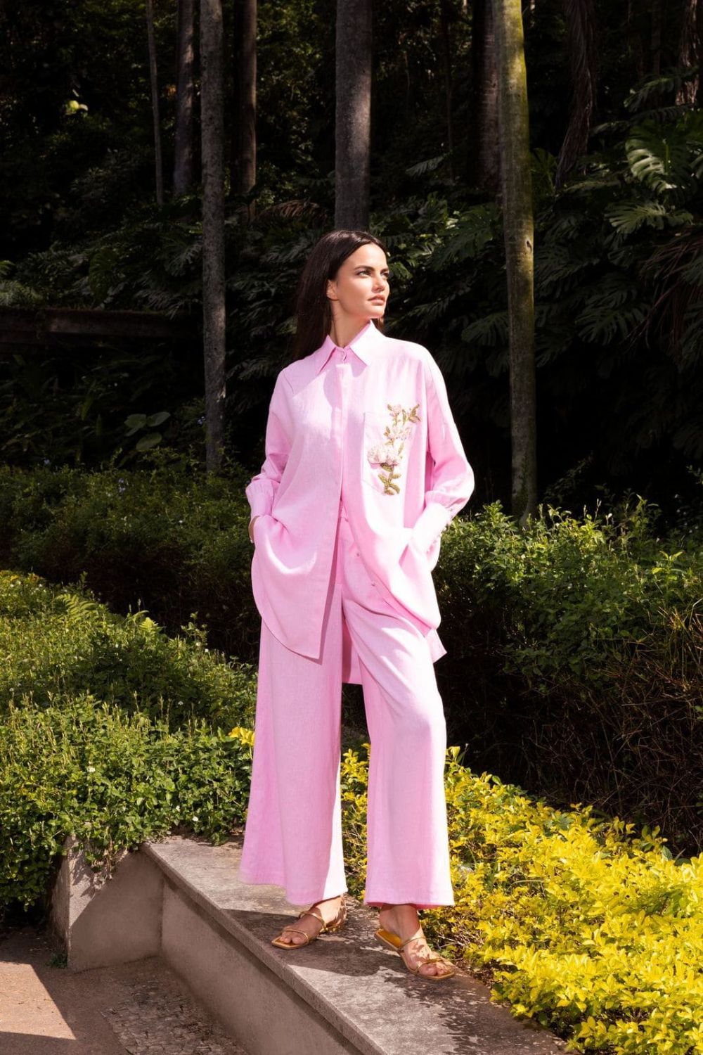 CALÇA PANTALONA LINHO FRENCH ROSA