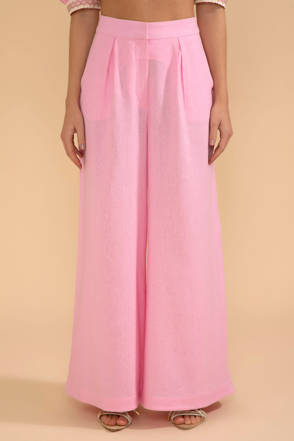 CALÇA PANTALONA LINHO FRENCH ROSA