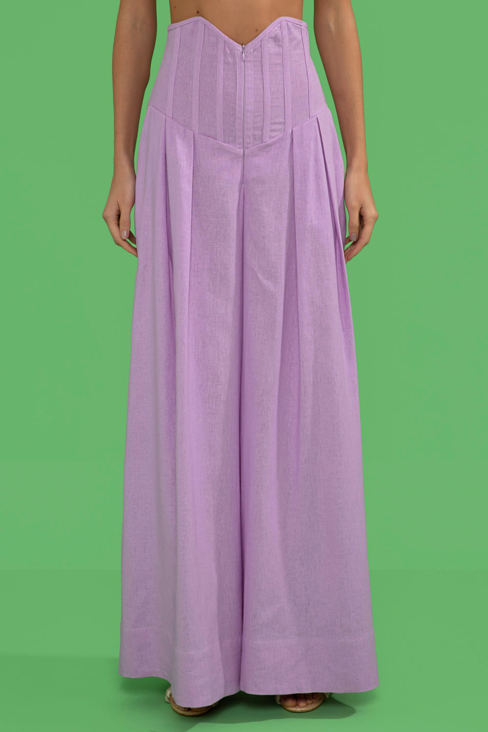 CALÇA CÓS ESTRUTURADO LINHO BALNEÁRIO LILAS