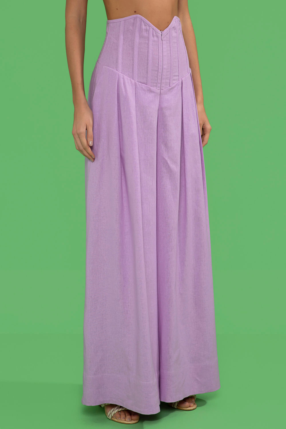CALÇA CÓS ESTRUTURADO LINHO BALNEÁRIO LILAS