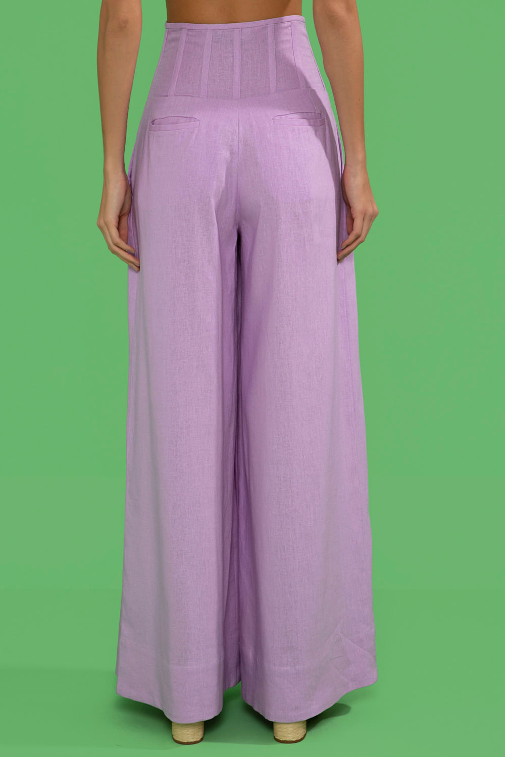 CALÇA CÓS ESTRUTURADO LINHO BALNEÁRIO LILAS
