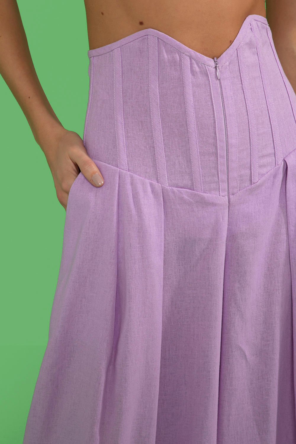 CALÇA CÓS ESTRUTURADO LINHO BALNEÁRIO LILAS