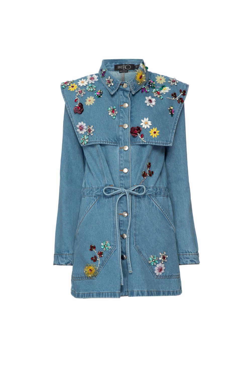 JAQUETA AMARRAÇÃO BORDADA ENJOY DENIM JEANS