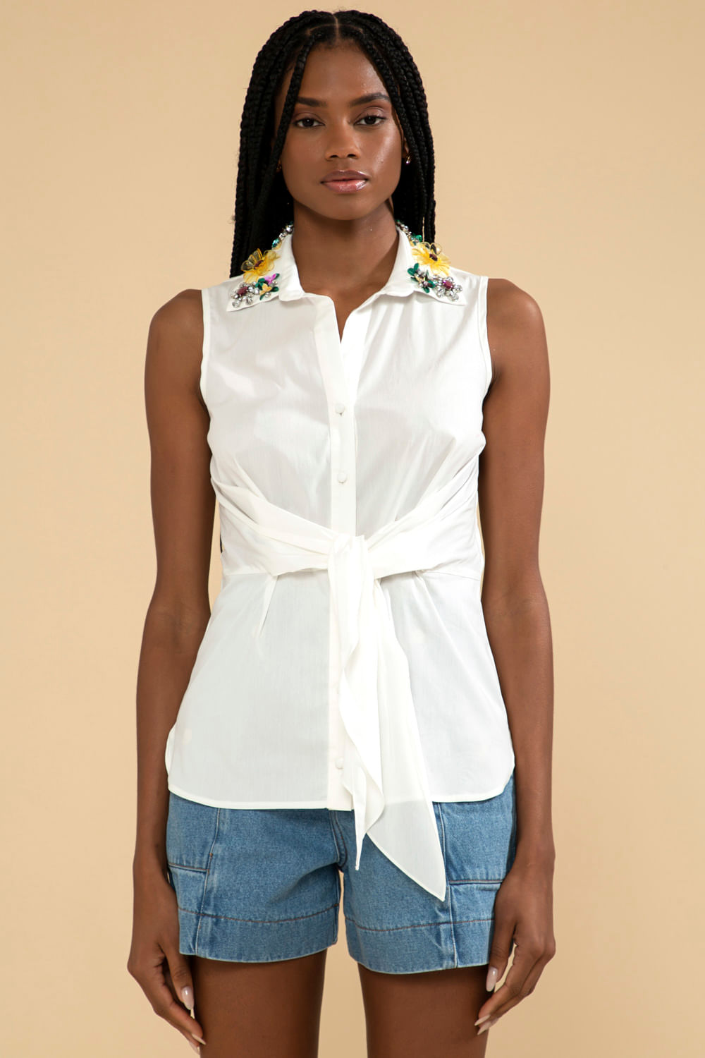 CAMISA AMARRAÇÃO TRICOLINE JANE OFF WHITE