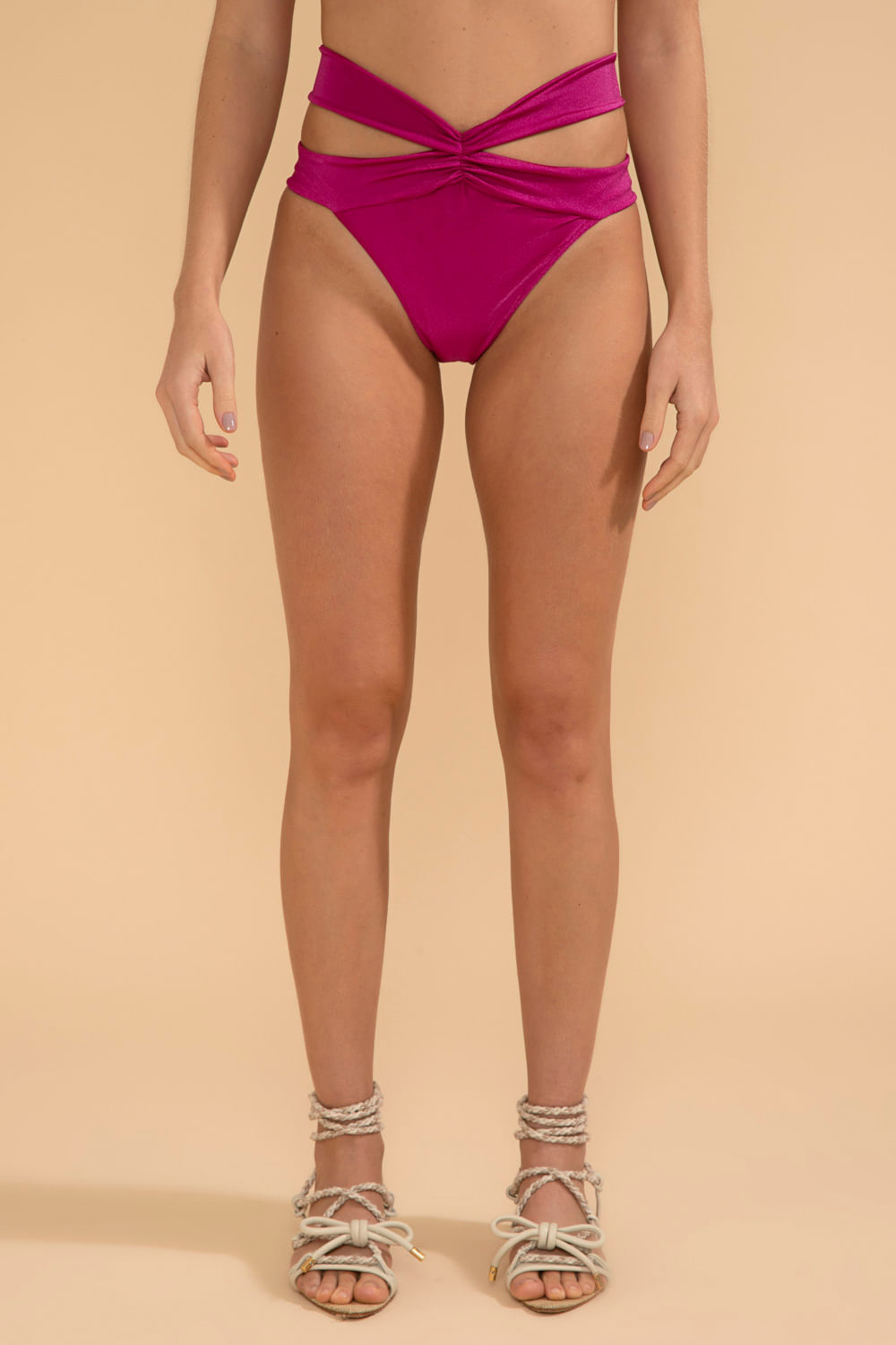 HOT PANTS FAIXAS LYCRA APRICOT PINK