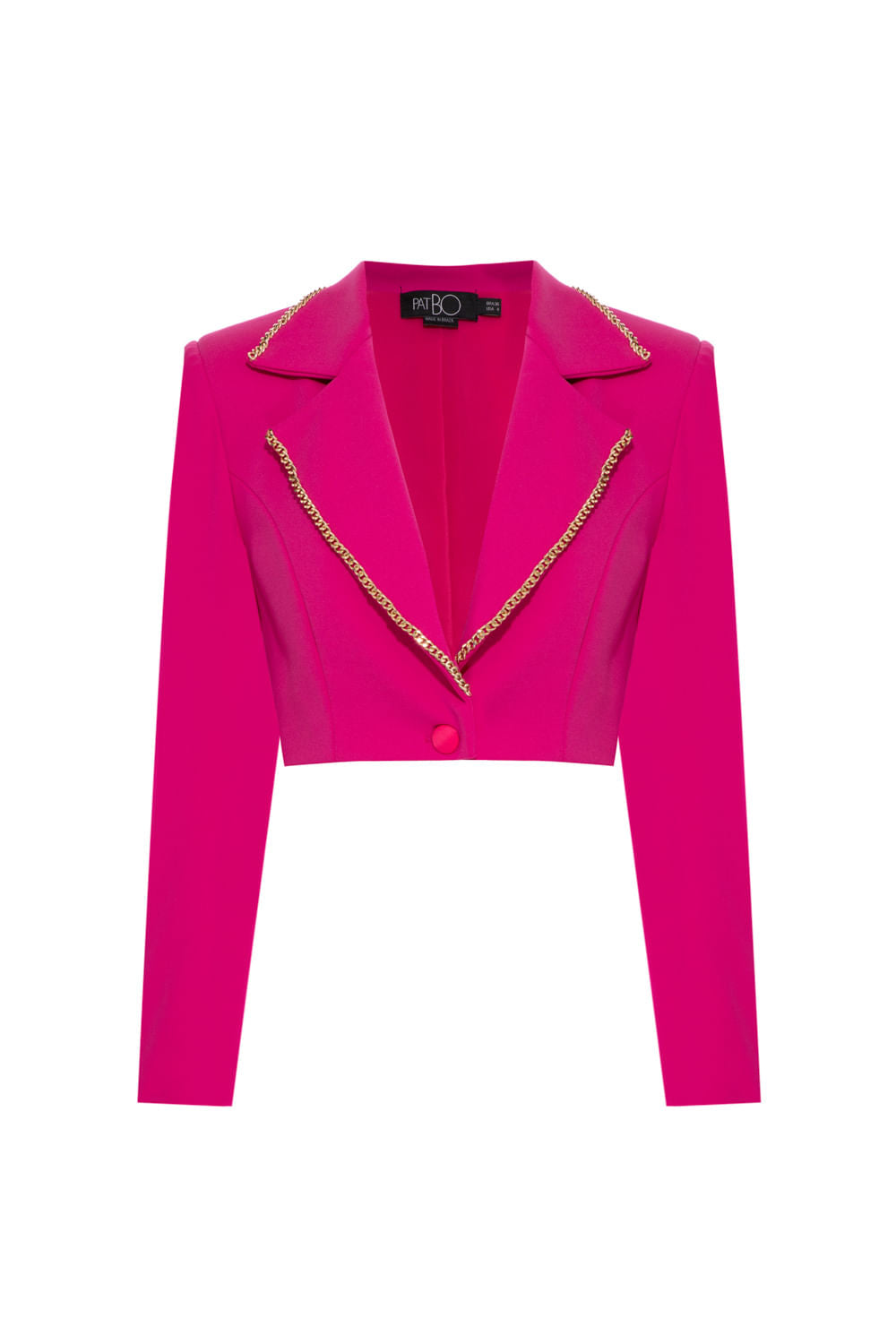 JAQUETA CROPPED CORRENTE CREPE CHAIN PINK