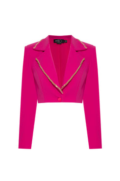JAQUETA CROPPED CORRENTE CREPE CHAIN PINK