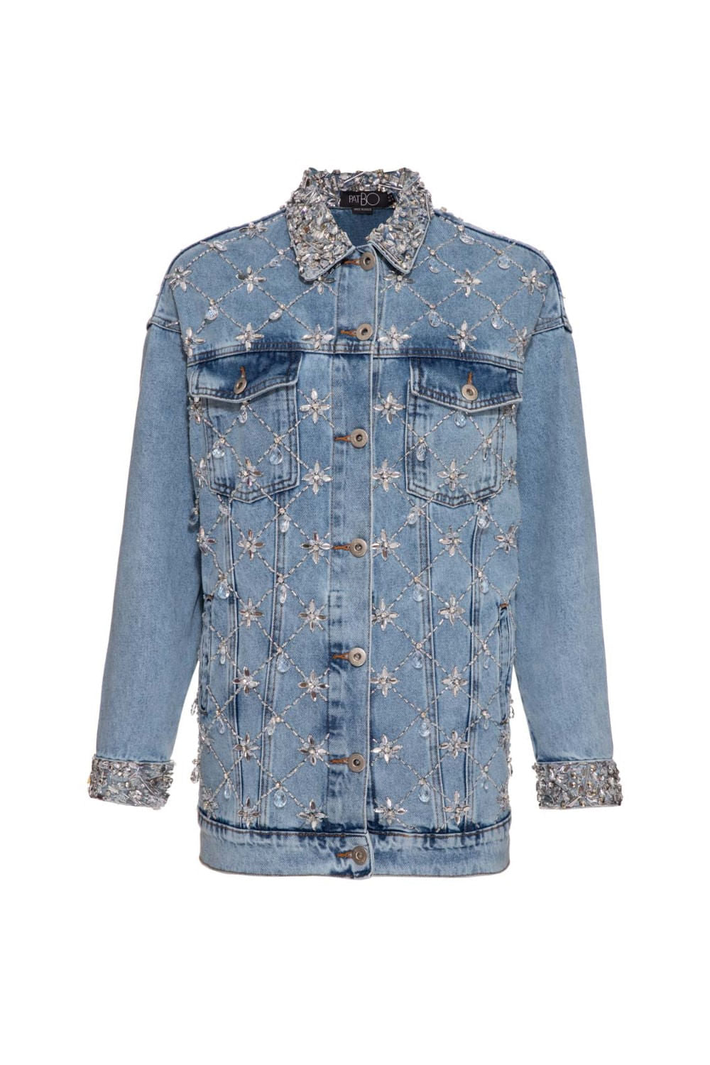 JAQUETA BORDADA DENIM CRYSTAL AZUL JEANS