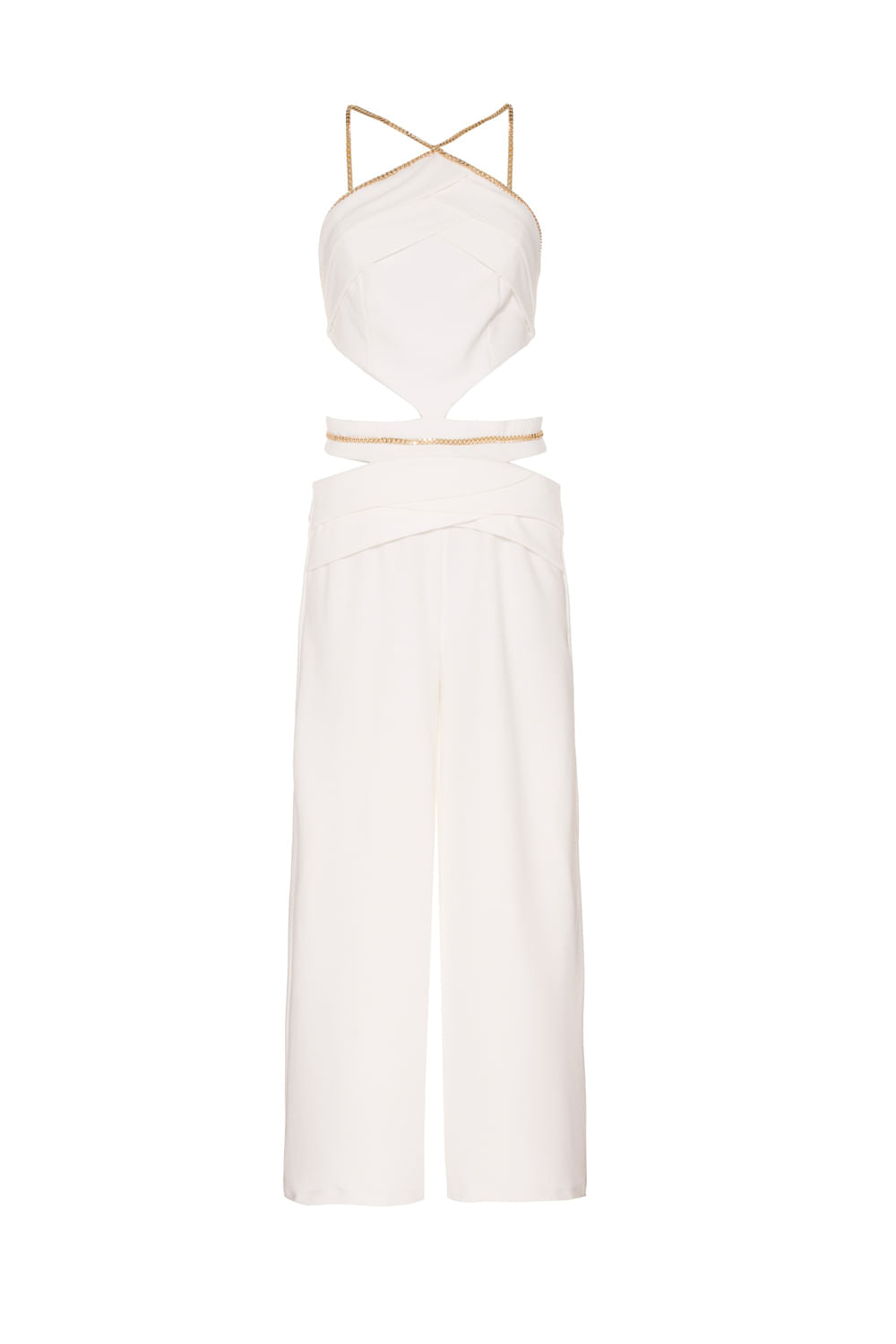 MACACÃO CREPE CHAIN OFF WHITE