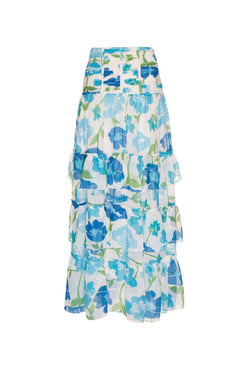 SAIA LONGA FRANZIDO RETRÔ FLOWER OFF WHITE