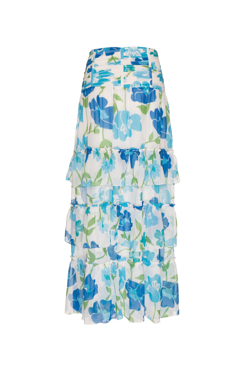 SAIA LONGA FRANZIDO RETRÔ FLOWER OFF WHITE