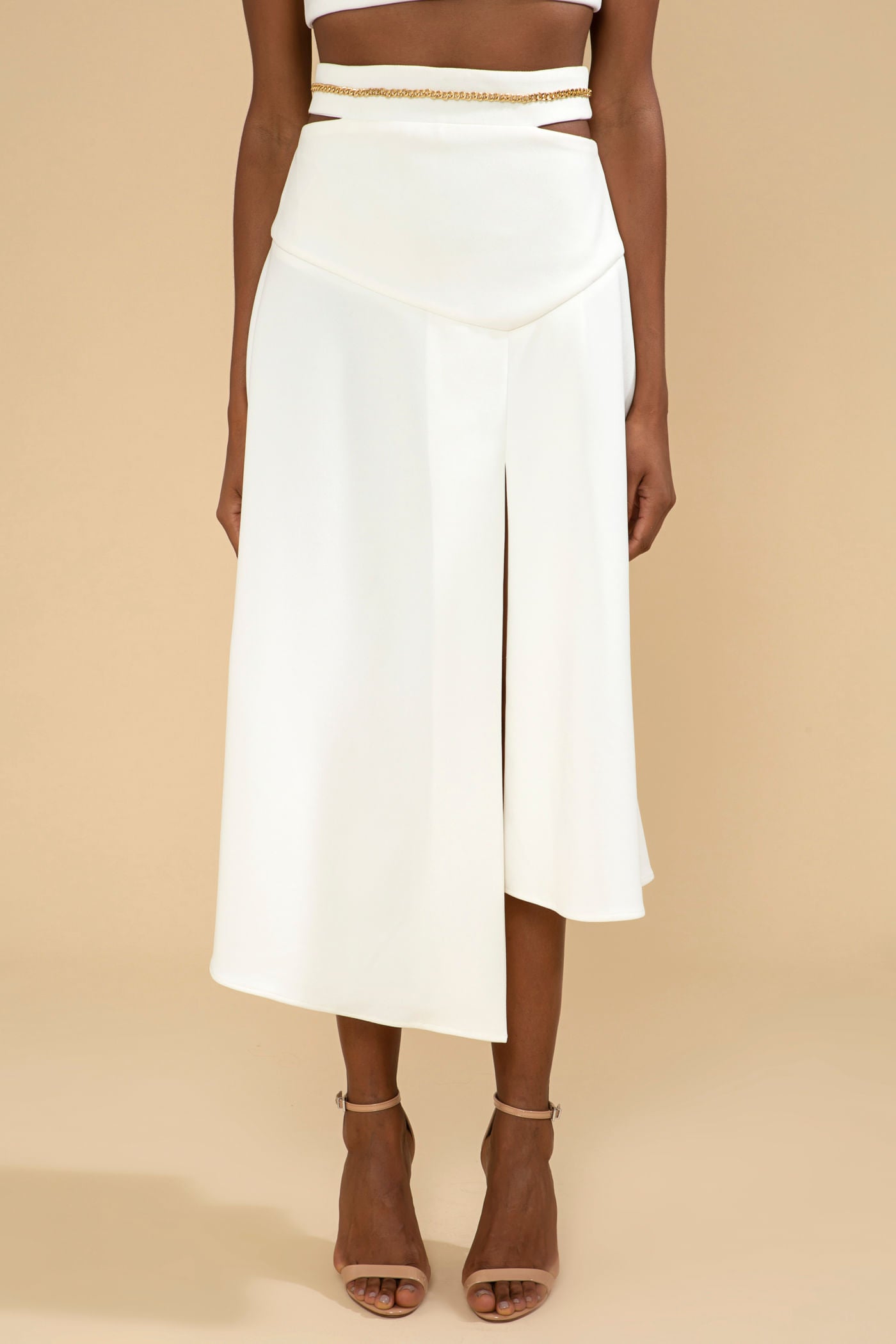 SAIA MÍDI CORRENTE CREPE CHAIN OFF WHITE