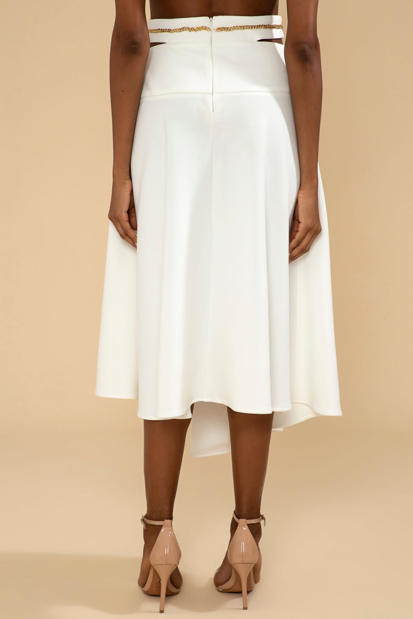 SAIA MÍDI CORRENTE CREPE CHAIN OFF WHITE