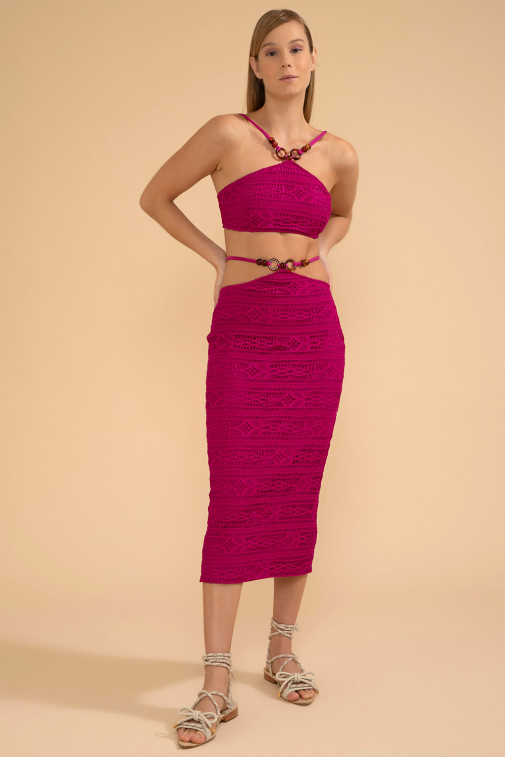 SAIA MÍDI ARGOLAS LYCRA APRICOT PINK