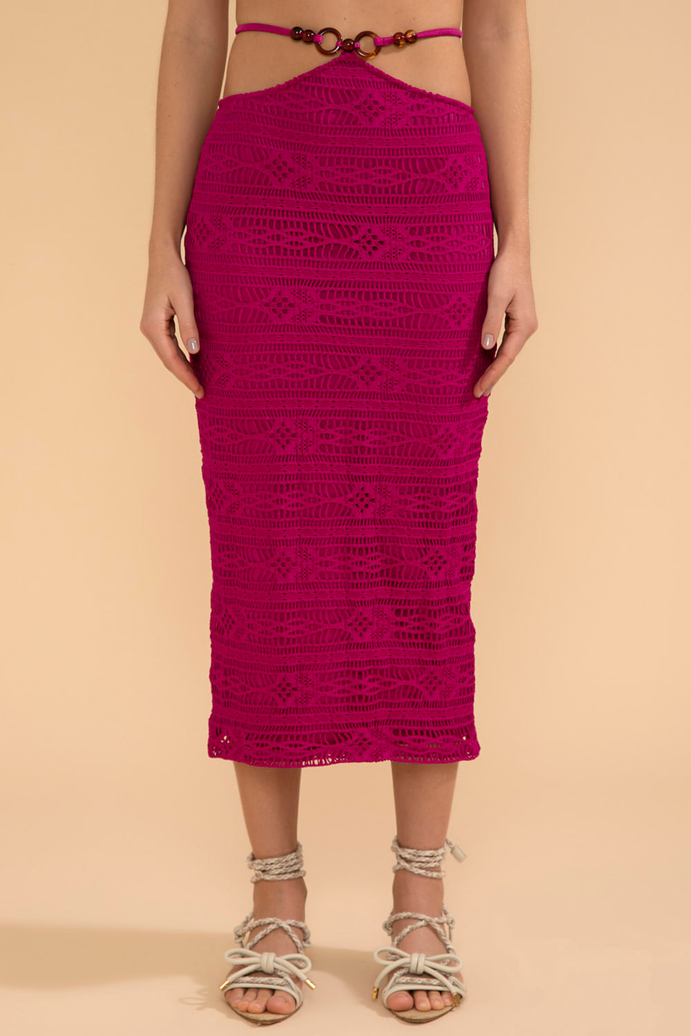 SAIA MÍDI ARGOLAS LYCRA APRICOT PINK