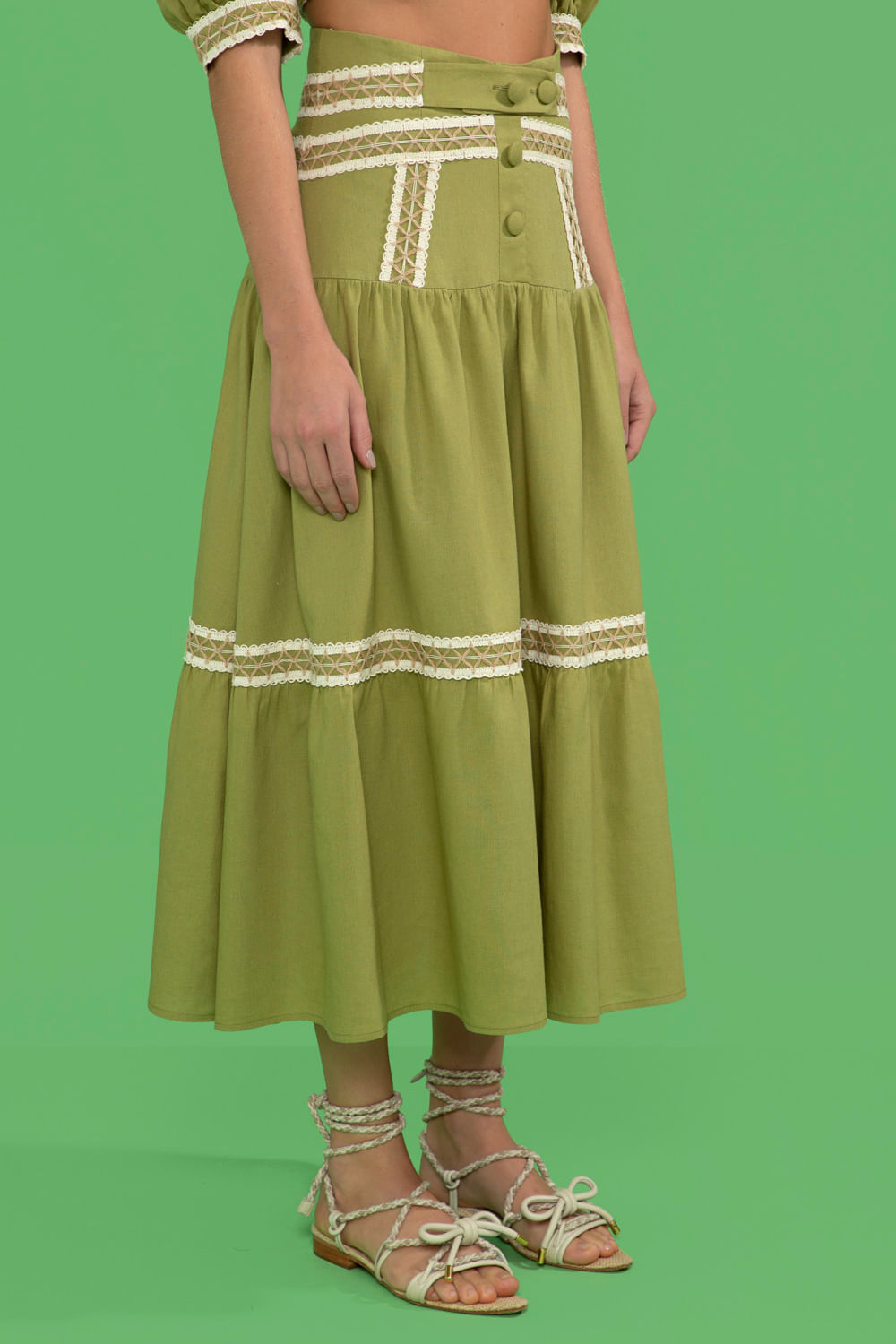 SAIA MÍDI ENTREMEIO LINHO FRENCH VERDE
