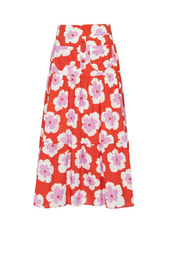 SAIA MÍDI BOLSOS WIND FLOWER VERMELHO