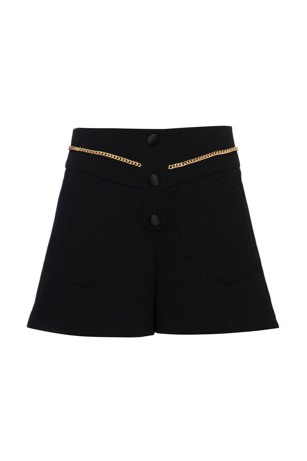 SHORT CORRENTE CREPE CHAIN PRETO