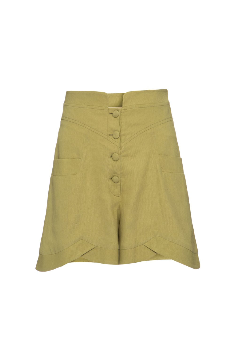 SHORT BOTÕES LINHO FRENCH VERDE