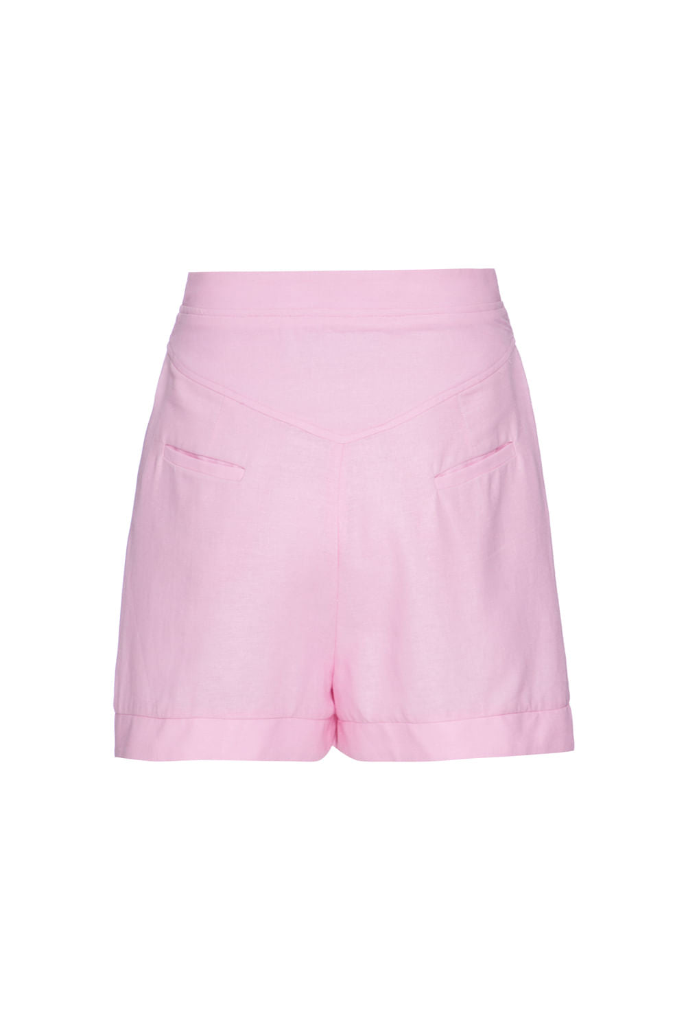 SHORT BOTÕES LINHO FRENCH ROSA