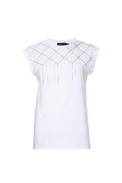 T-shirt bordada bombshell off white