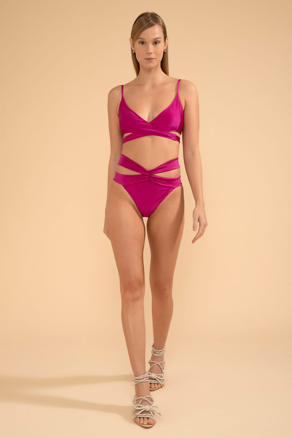 TOP BIQUÍNI CRUZADO LYCRA APRICOT PINK