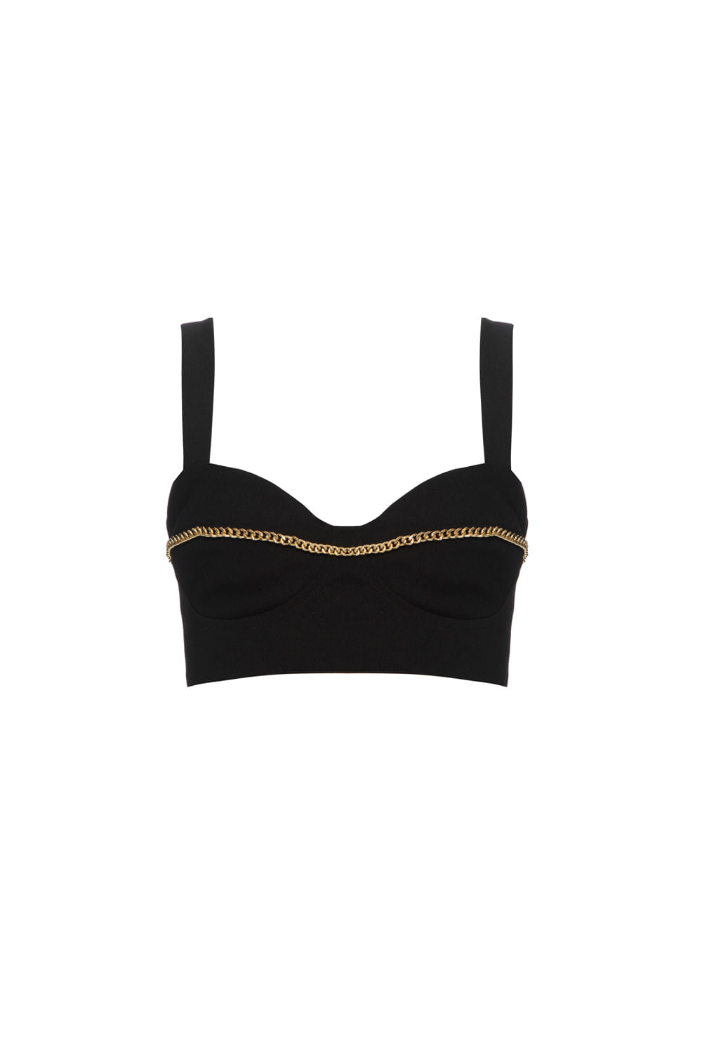 TOP CORRENTE CREPE CHAIN PRETO