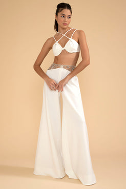 TOP QUATRO ALÇAS CREPE CRYSTAL OFF WHITE