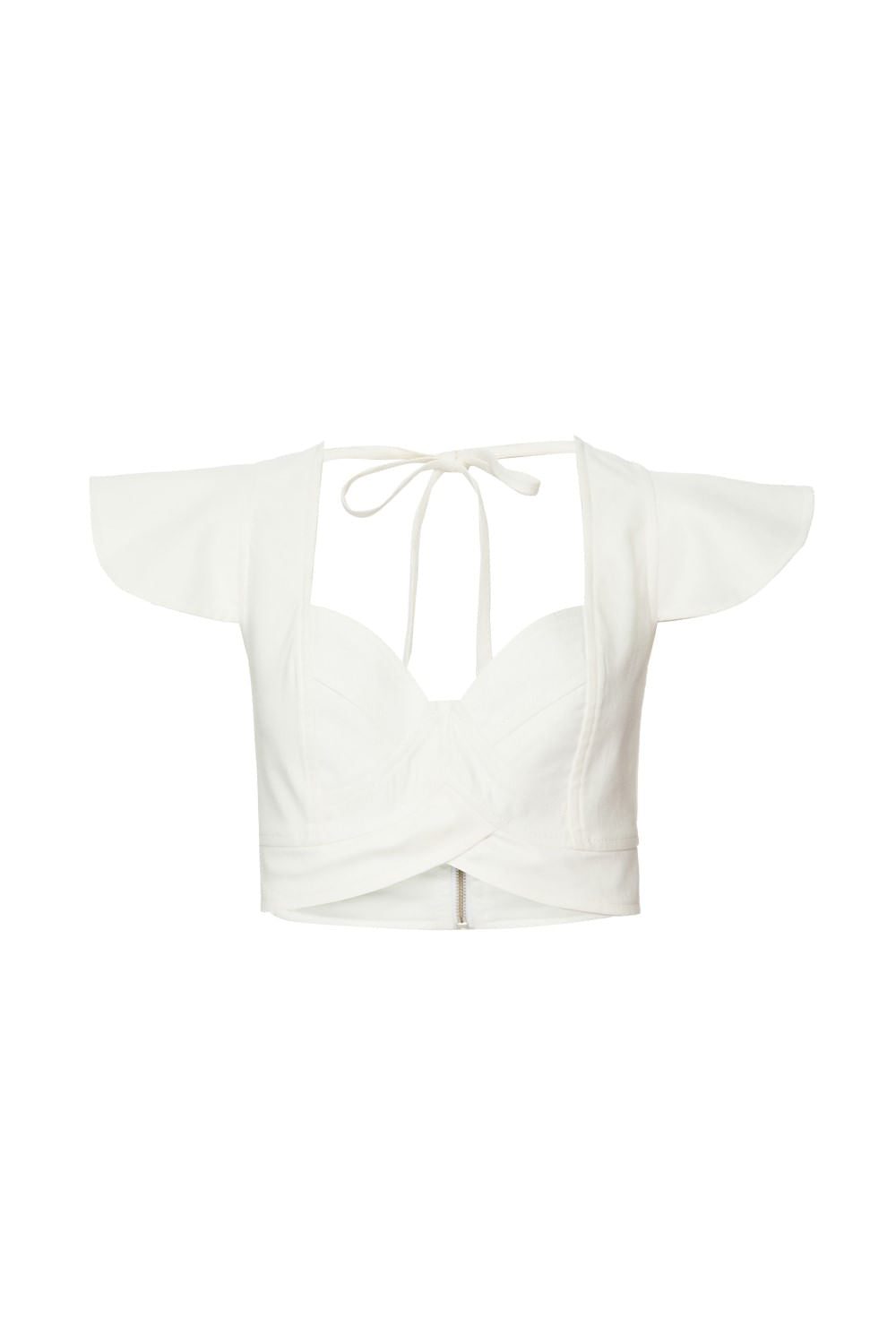 TOP CROPPED MANGA BABADO LINHO FRENCH OFF WHITE