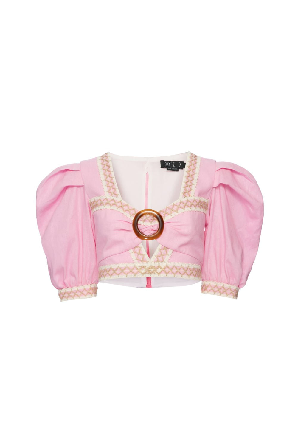 TOP CROPPED ENTREMEIO LINHO FRENCH ROSA